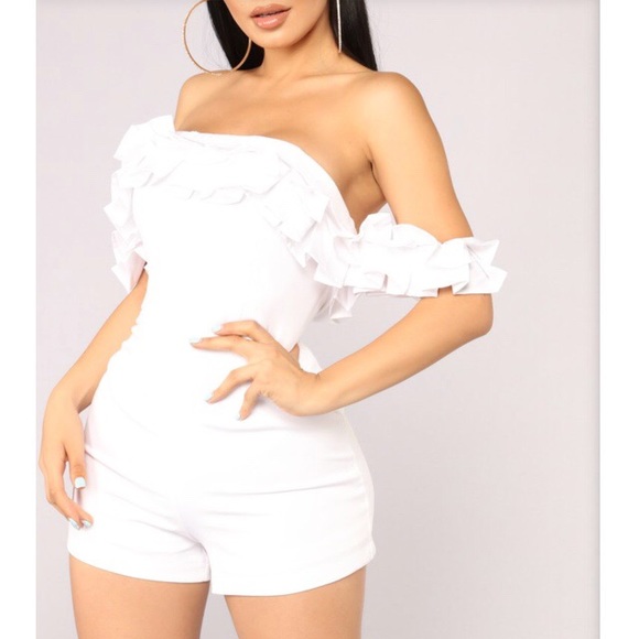 White Ruffle Romper - Picture 1 of 2